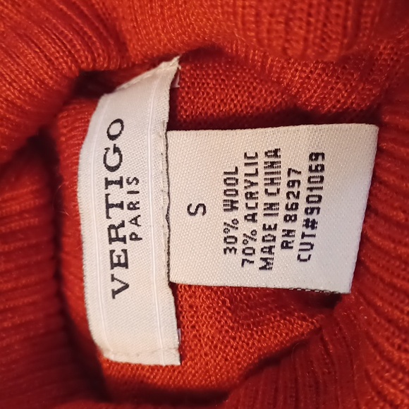 Vertigo Paris "Russet" Wool Blend Fine Knit Turtleneck Sweater- Sz. Sm - Picture 11 of 11